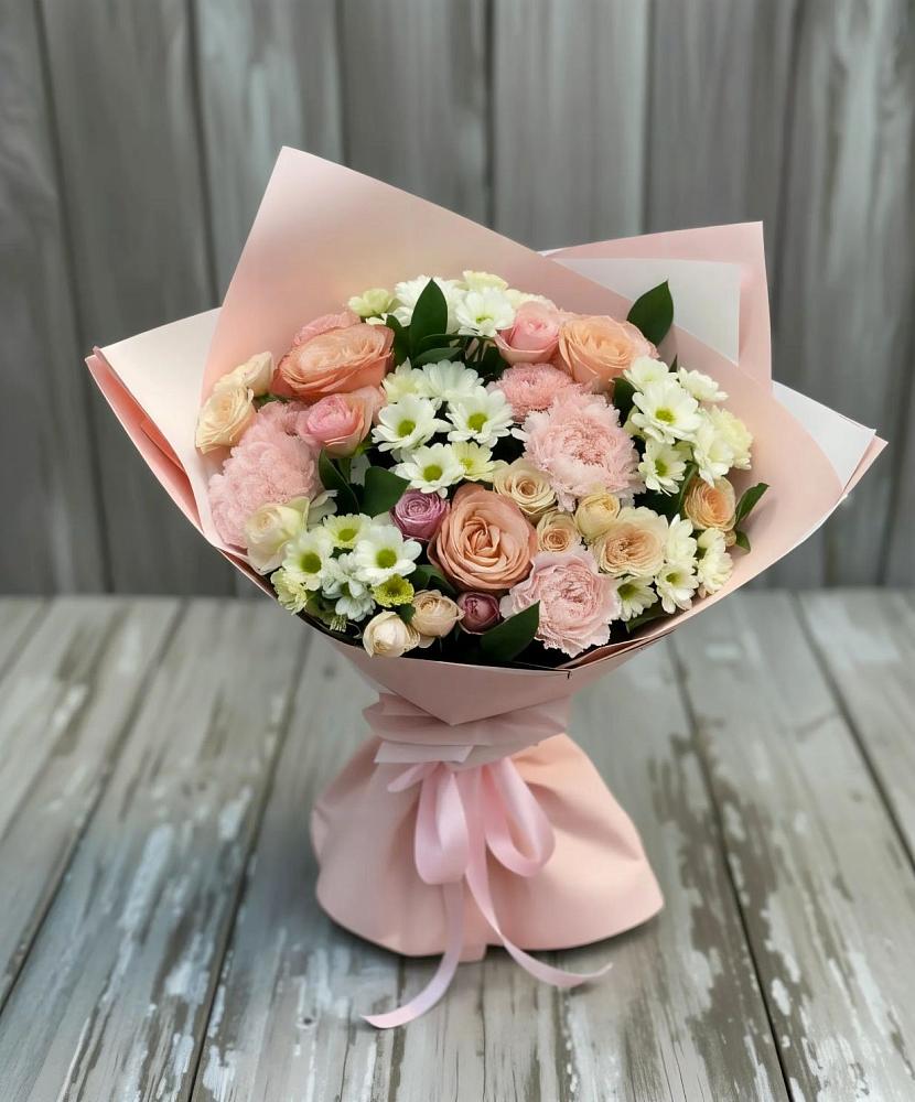 Букет цветов из: Гвоздики, Розы и Хризантемы в Ростовке