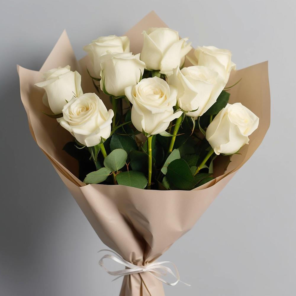 Букет 9 Белых роз Эдлесс Лав в Ростовке