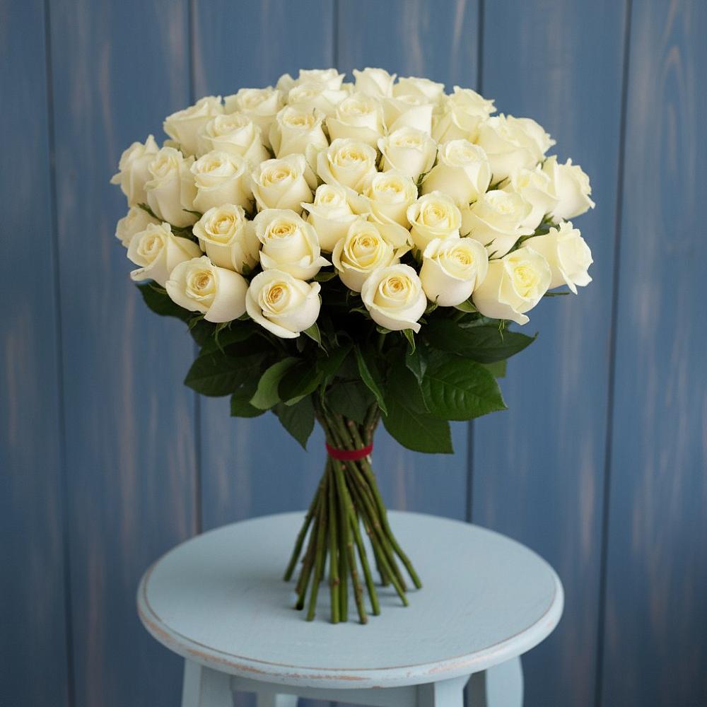 Букет 51 Белая роза Эдлесс Лав в Ростовке