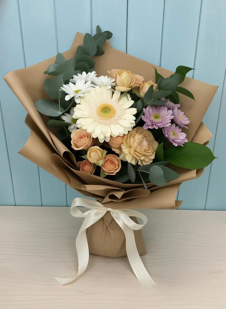 Букет цветов из: Герберы и Хризантемы в Ростовке