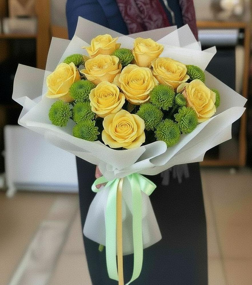 Букет цветов из: Хризантемы и Розы в Ростовке