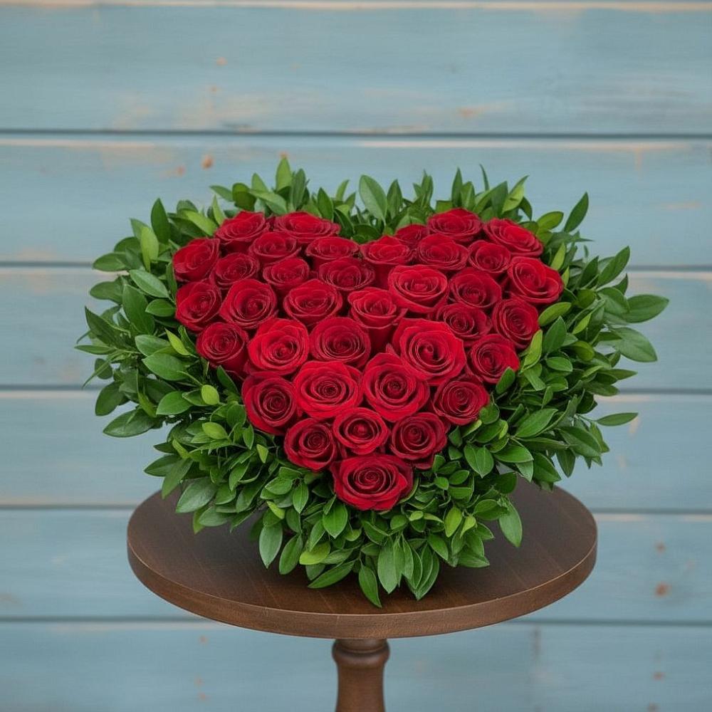 Цветочная композиция из Розы в виде сердца в Ростовке