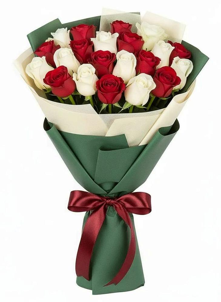 Букет Микс из красных и белых роз в Ростовке