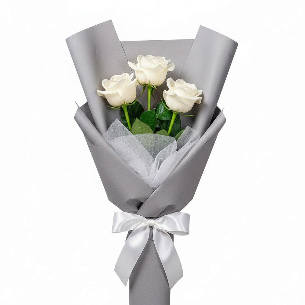 Букет 3 белые розы в Ростовке