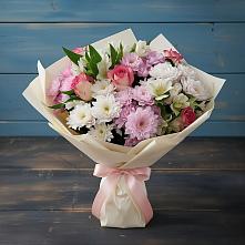 Букет цветов из:  Хризантемы, Альстромерии и Розы в Ростовке