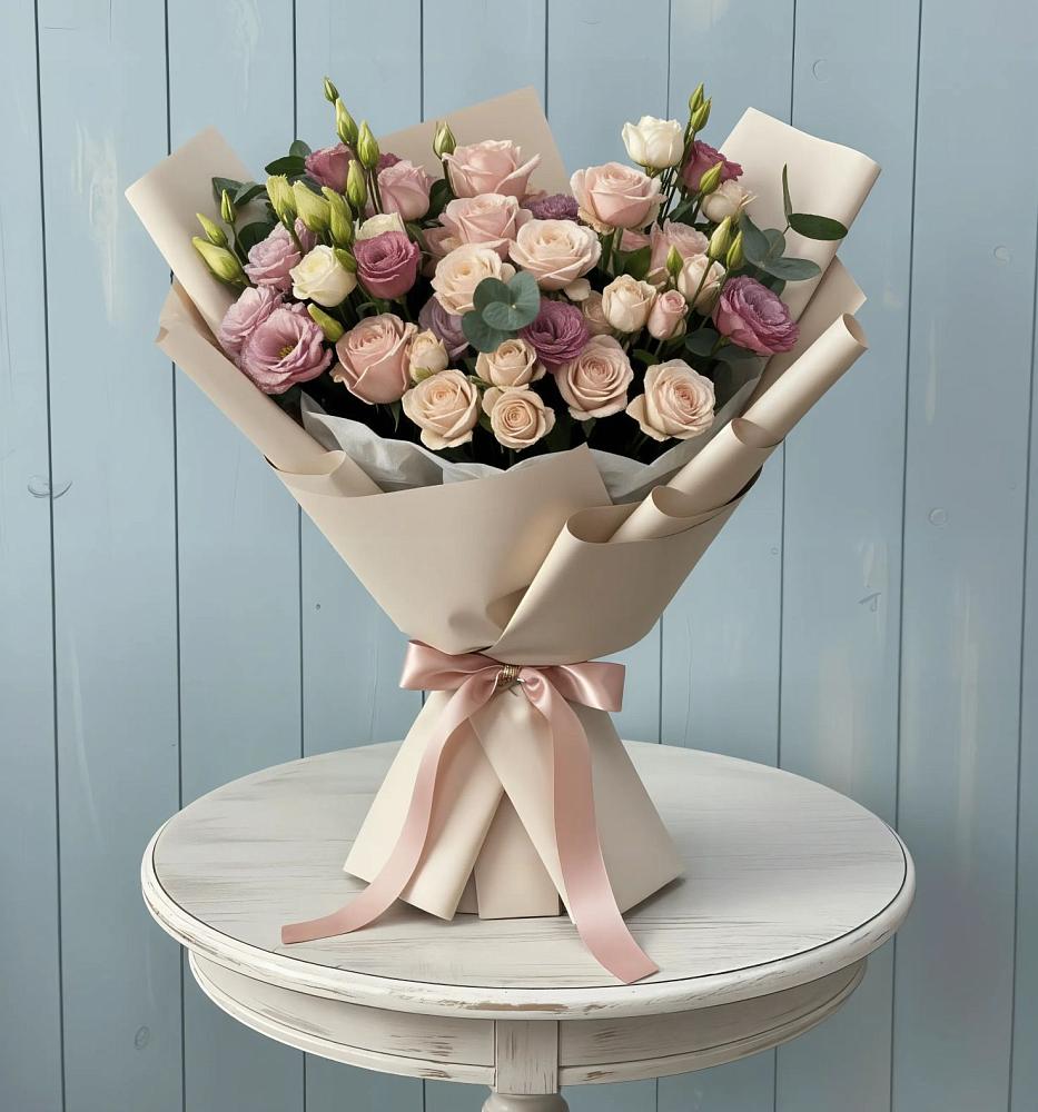 Букет цветов из: Розы и Лизиантусы в Ростовке