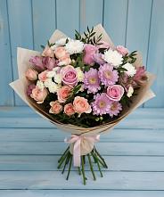 Букет цветов из:  Хризантемы, Розы и Альстромерии в Ростовке